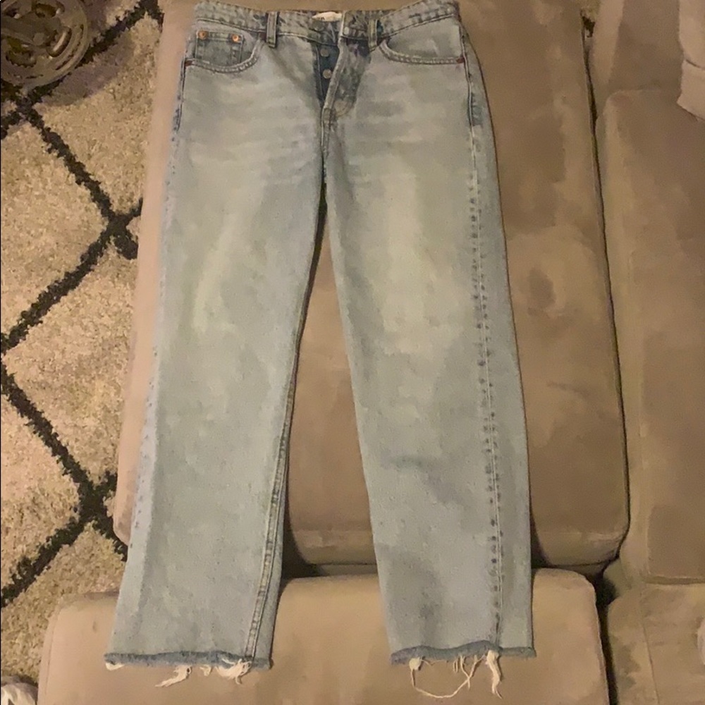 Zara straight left light blue wash jeans